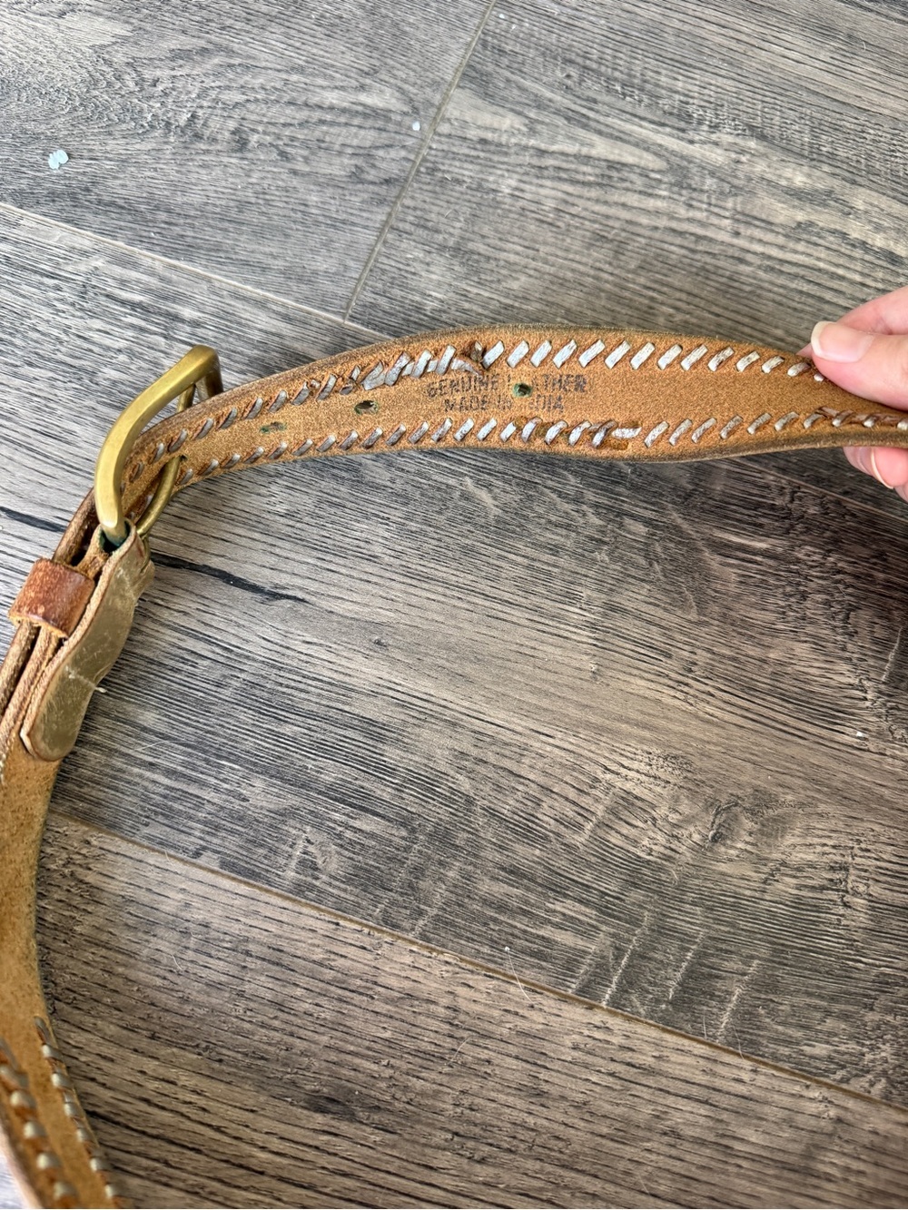 Nine West Tan Braided Leather Belt with Brass Buckle - Picture 7 of 7